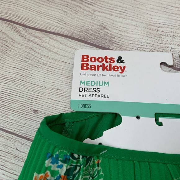 Boots & Barkley Green Floral Pet Dog Dress Size Medium Up to 40lbs - Picture 9 of 12